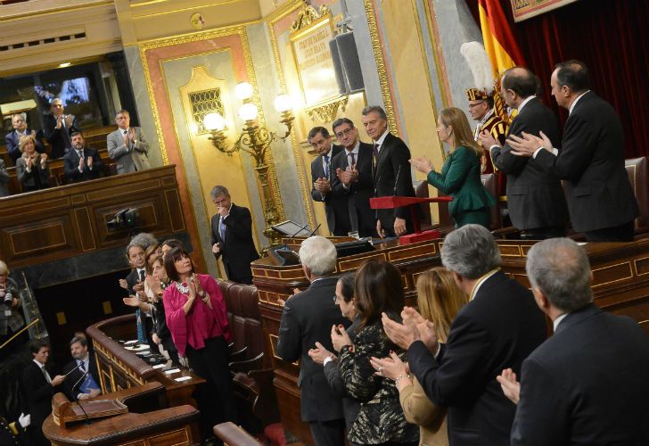 Macri en el Parlamento español. 