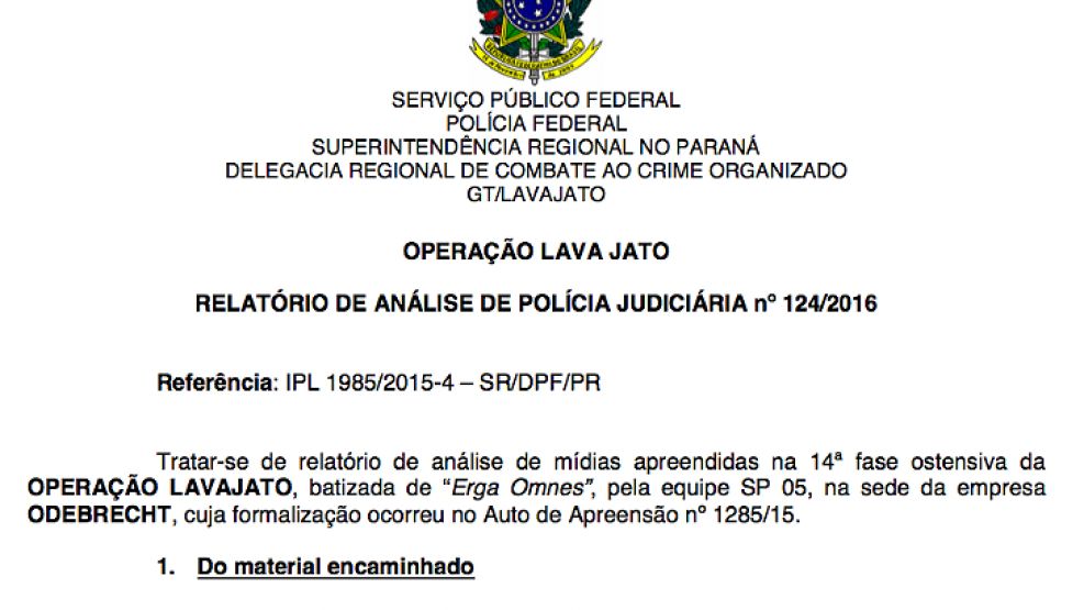 Documento oficial sobre IECSA en el Lava Jato por Odebrecht