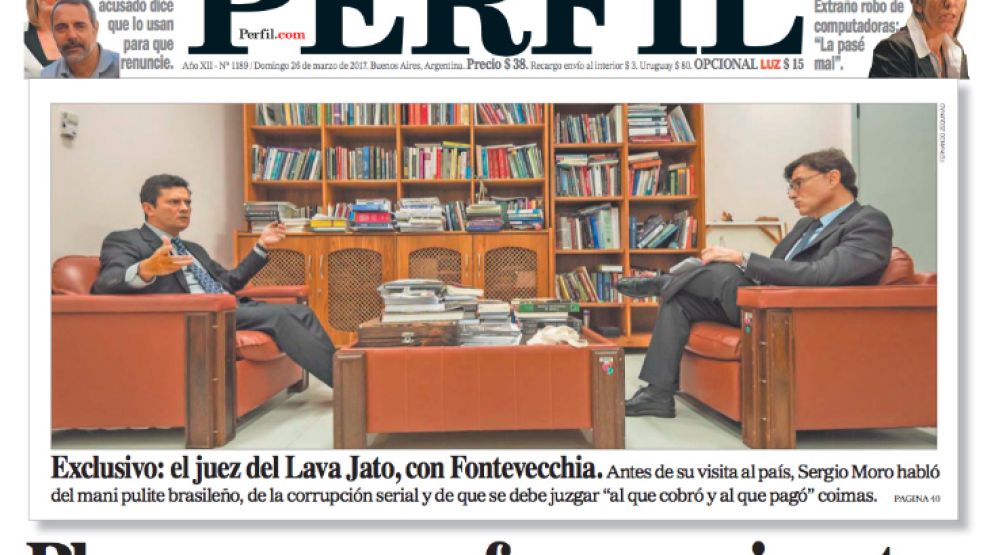 Detalle de la portada del domingo de Diario PERFIL, del 26 de marzo de 2017.