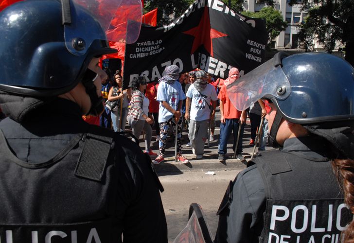 Piquete en Av. 9 de Julio