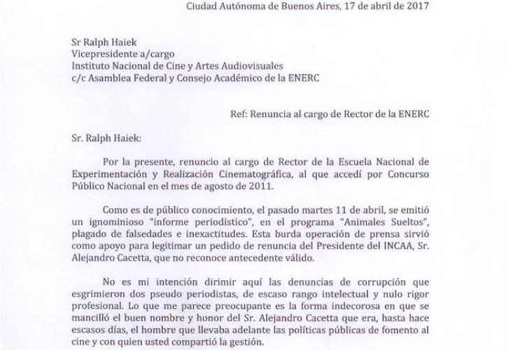 Rovito presentó su renuncia en una carta con fuertes críticas a la gestión de Cultura.