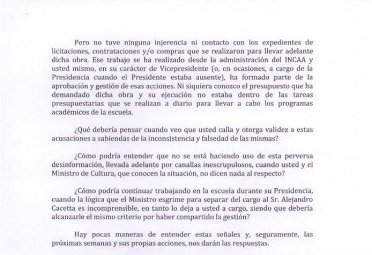 Rovito presentó su renuncia en una carta con fuertes críticas a la gestión de Cultura.