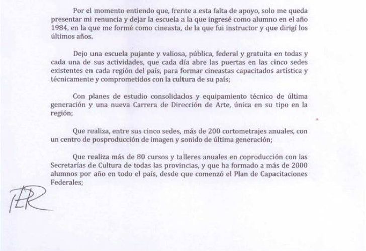 Rovito presentó su renuncia en una carta con fuertes críticas a la gestión de Cultura.