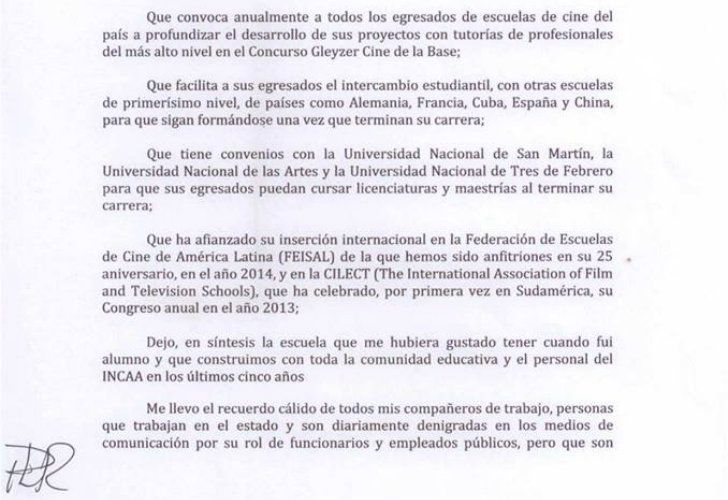 Rovito presentó su renuncia en una carta con fuertes críticas a la gestión de Cultura.