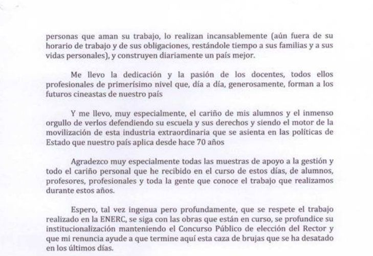 Rovito presentó su renuncia en una carta con fuertes críticas a la gestión de Cultura.