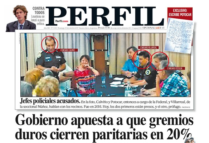 Portada del domingo 30 de abril del Diario PERFIL.