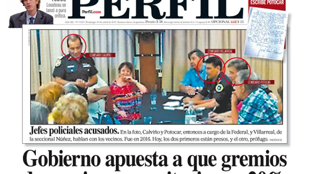 Portada del domingo 30 de abril del Diario PERFIL.