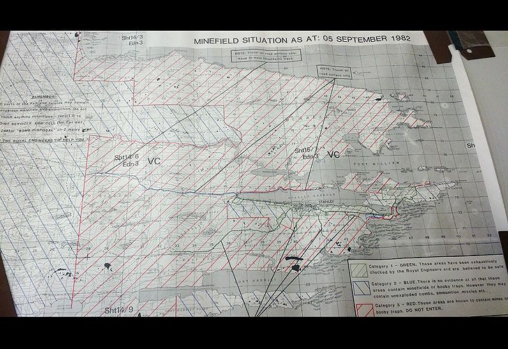 Mapas de las minas en puerto Stanley