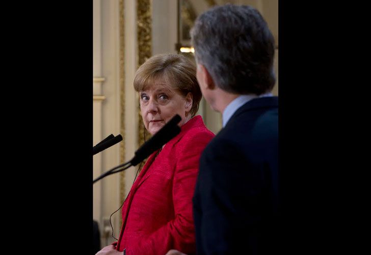 Angela Merkel junto a Mauricio Macri