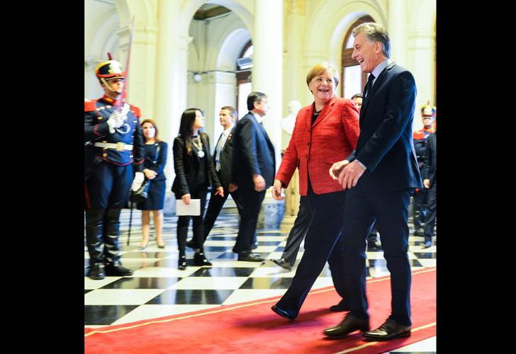 Angela Merkel junto a Mauricio Macri
