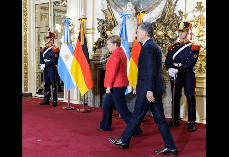 Angela Merkel junto a Mauricio Macri
