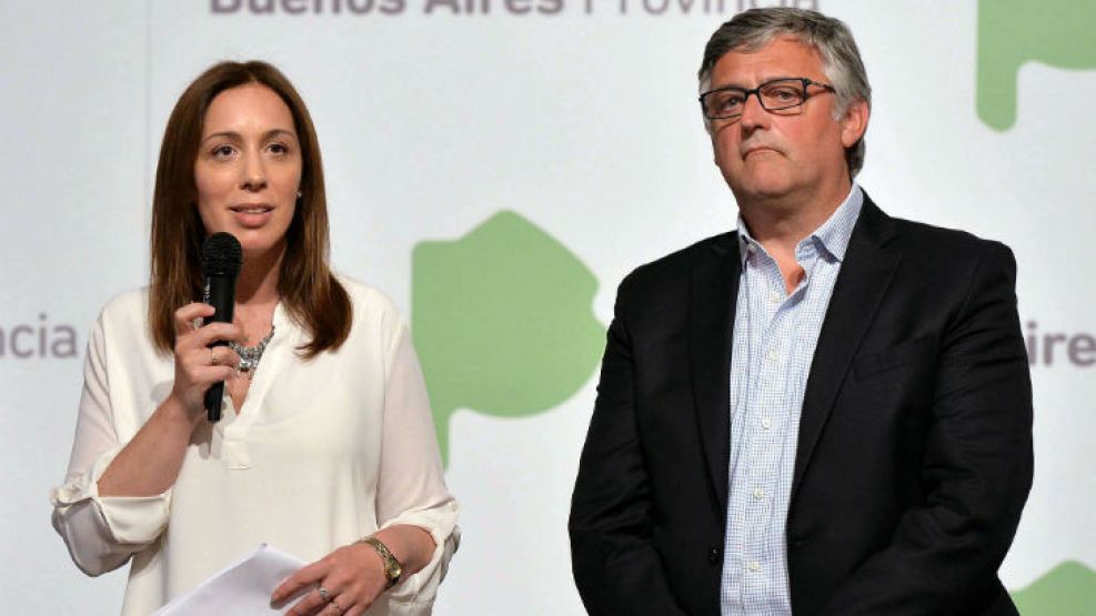 La gobernadoraMaría Eugenia Vidal y el ministro de Trabajo bonaerense, Marcelo Villegas.