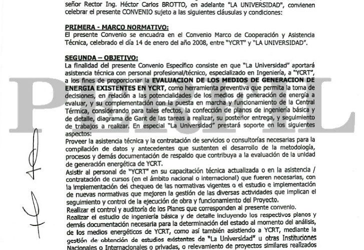 Detalle de los documentos del caso UTN-Yacimientos Carboníferos de Río Turbio.