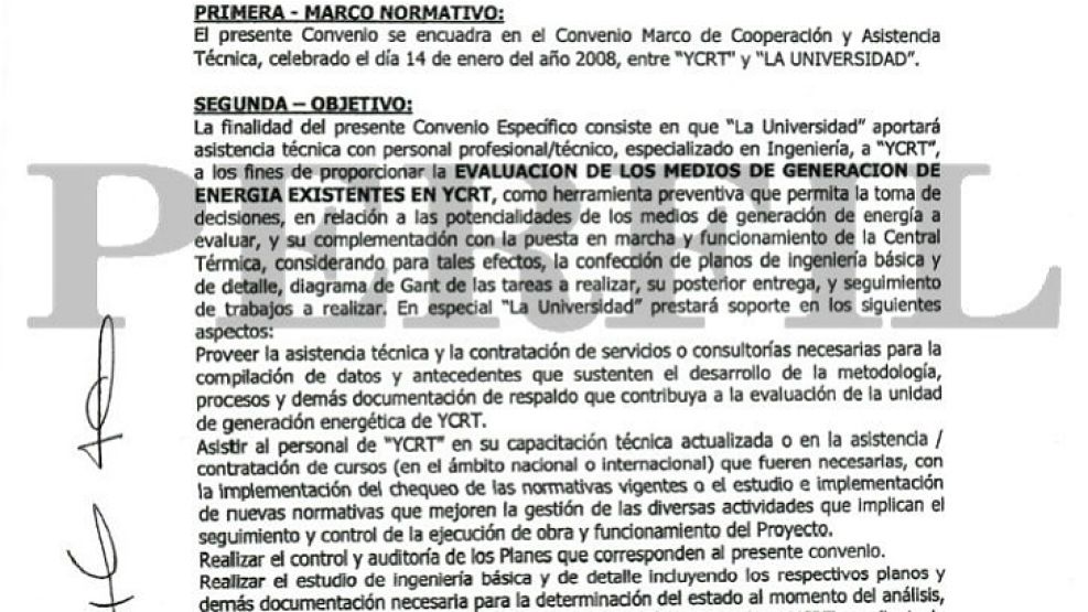 Detalle de los documentos del caso UTN-Yacimientos Carboníferos de Río Turbio.