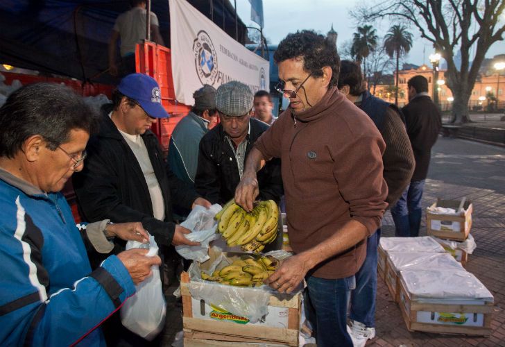 Productores realizaron un bananazo en reclamo de mejoras en el sector. 