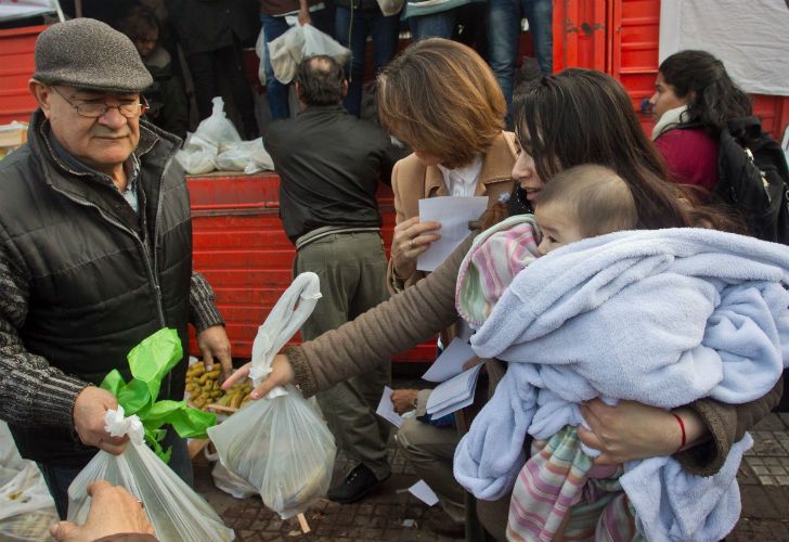 Productores realizaron un bananazo en reclamo de mejoras en el sector. 