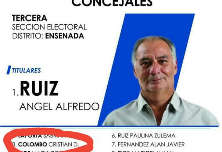 El sospechoso fue identificado como Cristian Colombo, e integra la lista de precandidatos a concejales en Ensenada del frente 