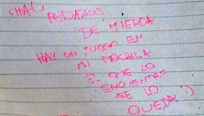 Prueba. En su mochila encontraron una carta que habría escrito, donde avisaba sobre un juego de PlayStation que dejaba.