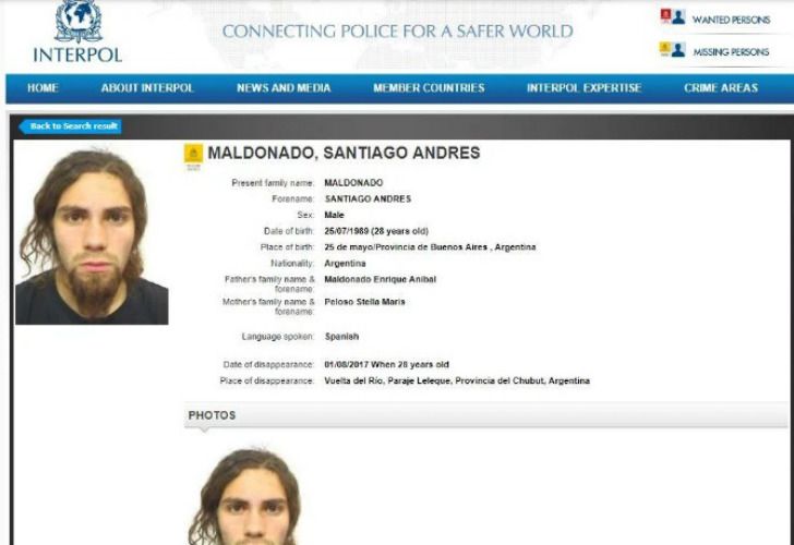 La foto con la que la Interpol busca a Santiago Maldonado.