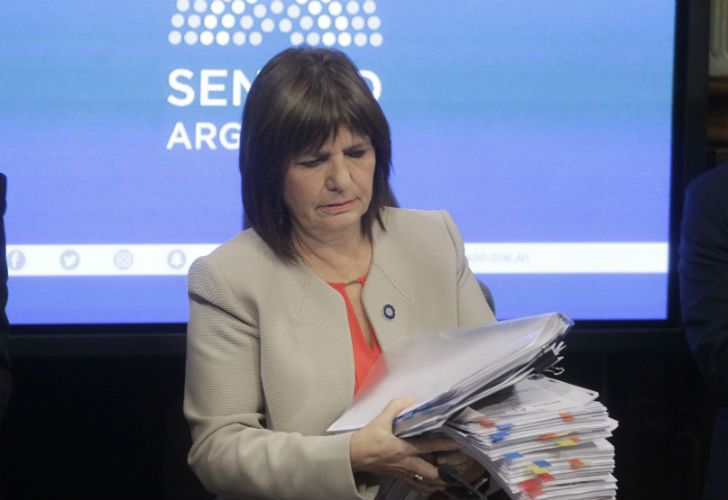 La ministra Patricia Bullrich en el Senado.