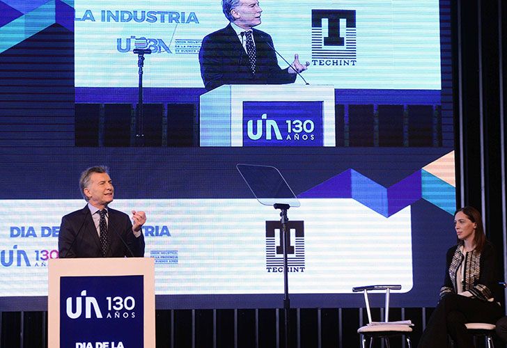 El presidente Mauricio Macri participó del acto por el Día de la Industria, en Pilar.