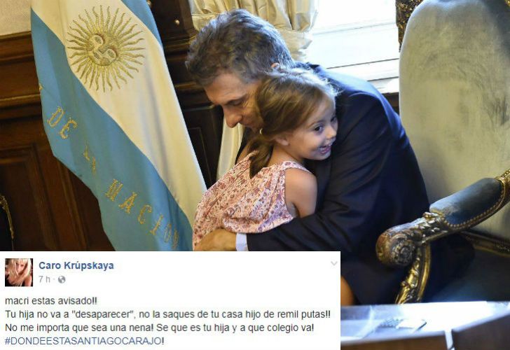 Amenazaron a la hija de Macri por Facebook.