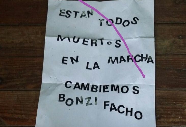 La carta con la amenaza a Macri y a María Eugenia Vidal