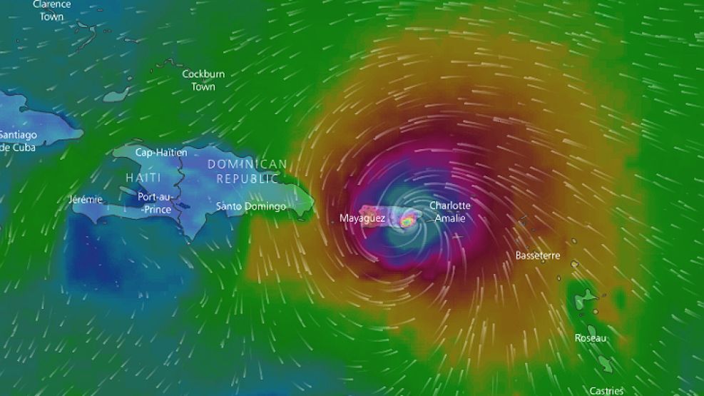 Simulación en tiempo real del huracán María.