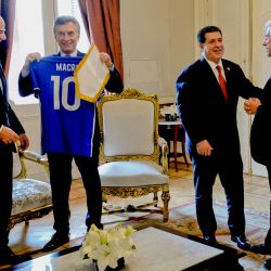 President Mauricio Macri welcomed FIFA President Gianni Infantino, Paraguay's President Horacio Cartes, Uruguay's President Tabaré Vázquez and CONMEBOL President Alejandro Domínguez to the Casa Rosada on Wednesday, where Argentina, Paraguay and Uruguay announced they plan to make a three-nation bid to host soccer's centenary World Cup in 2030.