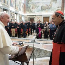 On Thursday, Pope Francis met with French Cardinal Philippe Barbarin (right), who is awaiting trial over allegations he covered up for a paedophile priest in his diocese. It was the first time the pontiff has met with Barbarin, the archbishop of Lyon, who will go to court over allegations related to priest Bernard Preynat’s abuse of boy scouts in the 1980s.