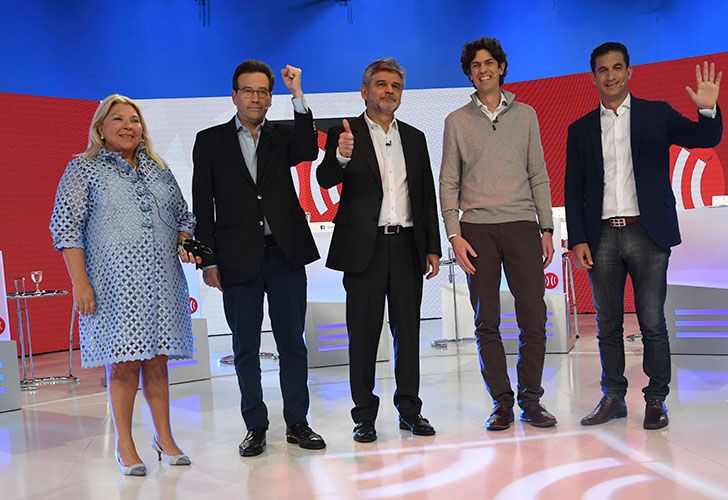 Elisa Carrió (Vamos Juntos), Marcelo Ramal (FIT), Daniel Filmus (Unidad Ciudadana), Martín Lousteau (Evolución) y Matías Tombolini (1País), los candidatos a diputados nacionales por la Capital Federal