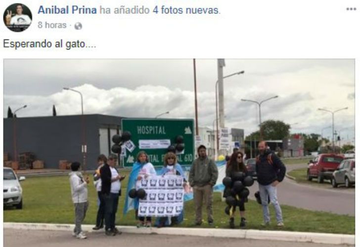 Anibal Prina publicó en su perfil de Facebook cómo esperaba al presidente Mauricio Macri en su visita a La Pampa. 