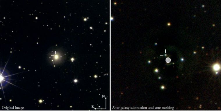 La imagen muestra el momento de la colisión de dos estrellas de neutrones