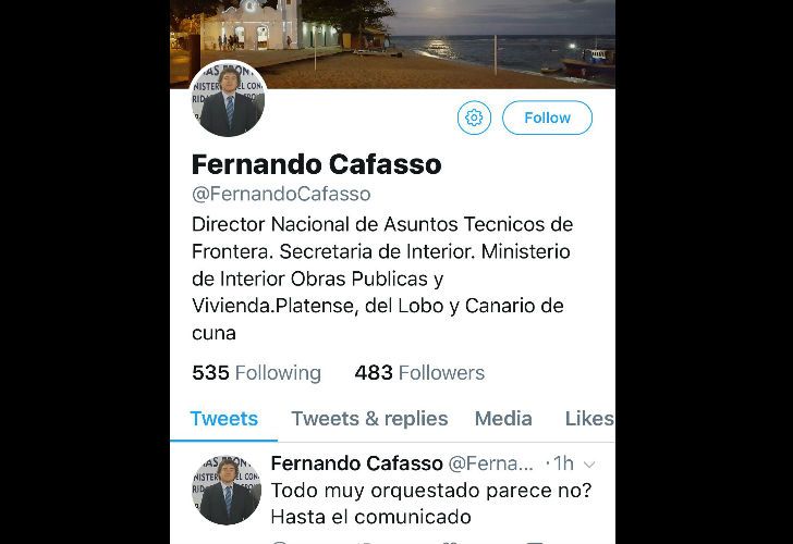 El tuit de Fernando Cafasso.