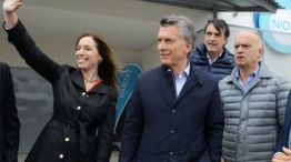 Vidal, Macri y Bullrich junto a Néstor Grindetti, intendente de Lanús, uno de los distritos donde Cambiemos revirtió el resultado adverso de las PASO.