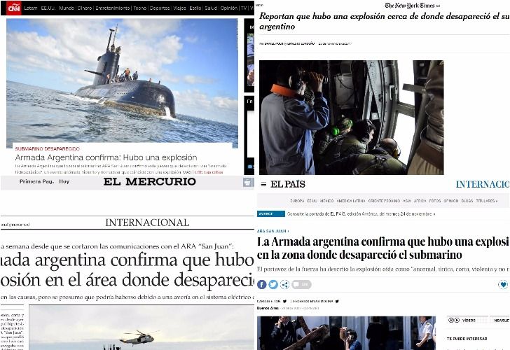 Las portadas de sitios online internacionales.