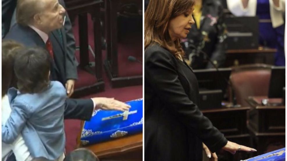 Cristina Fernández de Kirchner y Carlos Menem en el Senado.
