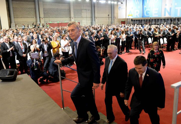 El presidente Macri en la conferencia que dio inicio a la cumbre de la Organización Mundial del Comercio.