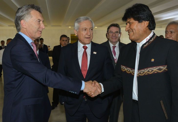 El presidente Mauricio Macri junto a su par de Bolivia, Evo Morales.