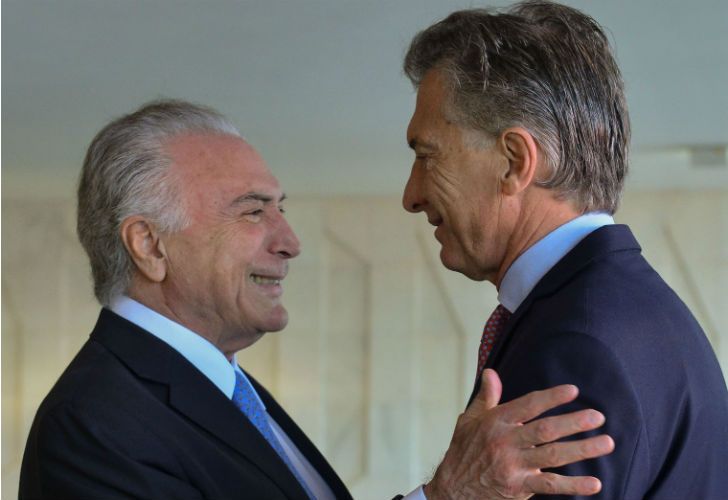 El presidente Mauricio Macri y su par de Brasil, Michel Temer.