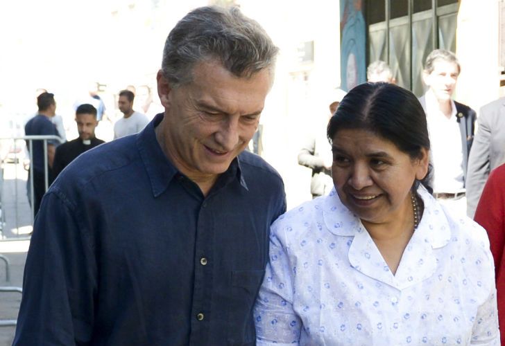 Como es tradición, Macri visitó el comedor comunitario “Los Piletones” de Margarita Barrientos.