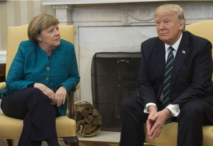 La premier alemana, Angela Merkel, junto a Donald Trump en su visita a EE.UU.