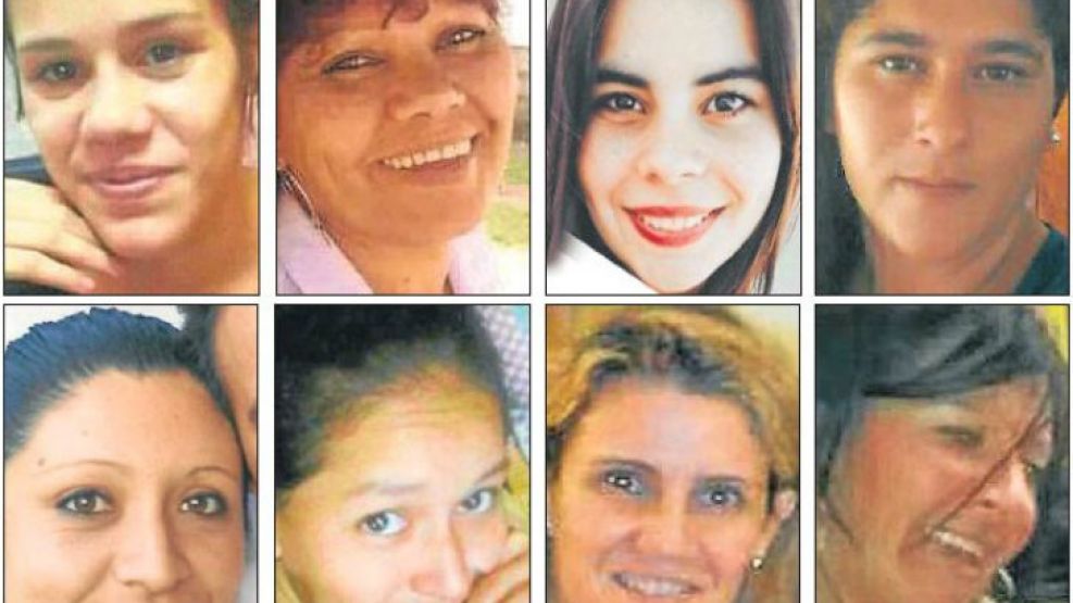 Víctimas de femicidio: Noemí Juárez, Susana Duarte, Brisa Alvarez, Carolina Barrios, Cristina Fuentes, Viviana Cabrera, Marcela Chalimon y Silvina Merlo.