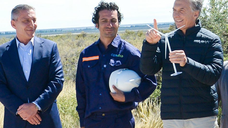 Macri en Rawson, durante la presentación de un parque eólico.