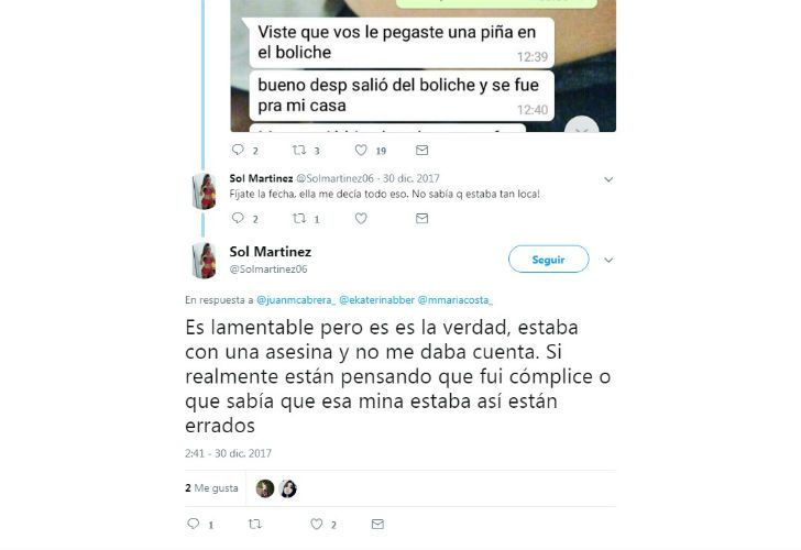 Sol Martínez, amiga de Nahir Galarza, sería quien la acompañó a la disco BKN, donde golpearon a Pastorizzo.