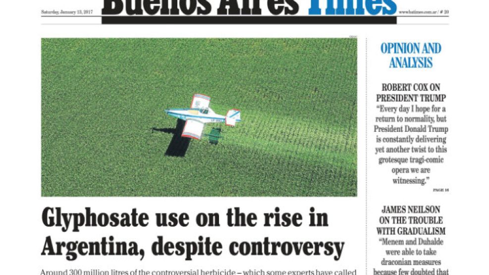 La tapa de Buenos Aires Times de este sábado 0113