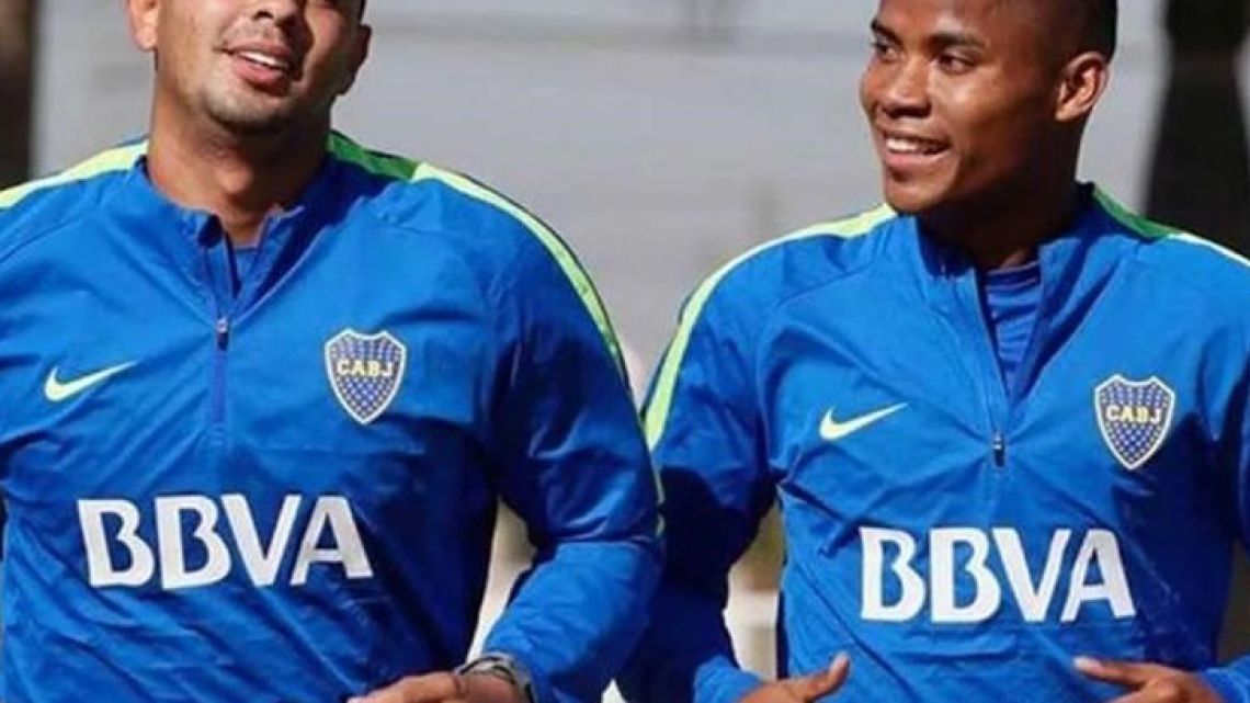 Boca players Edwin Cardona and Wilmar Barrios. 