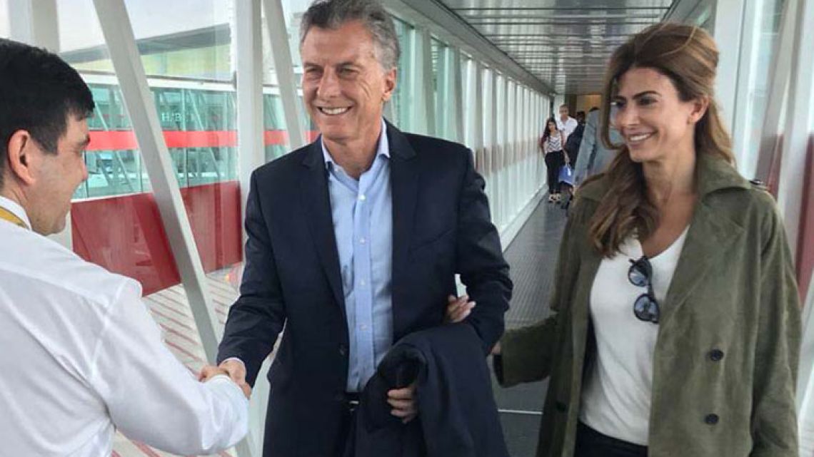 President Mauricio Macri and his wife Juliana Awada travel to Moscow in January, 2018.