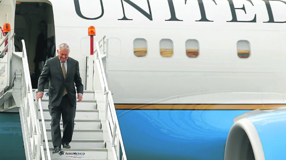 US Secretary of State Rex Tillerson arrives in Mexico City on Thursday.