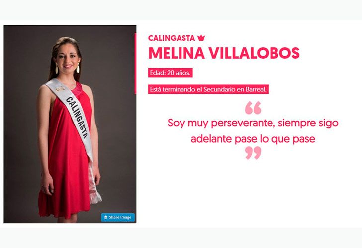 Melina Villalobos, 20 años.